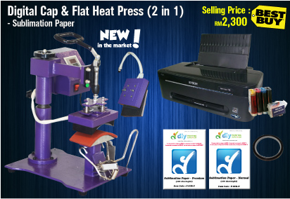 Start Your Cap Sublimation Printing Business From RM2,300 2 in 1 Flat Press Machine With Cap Attachement - Sublimation
